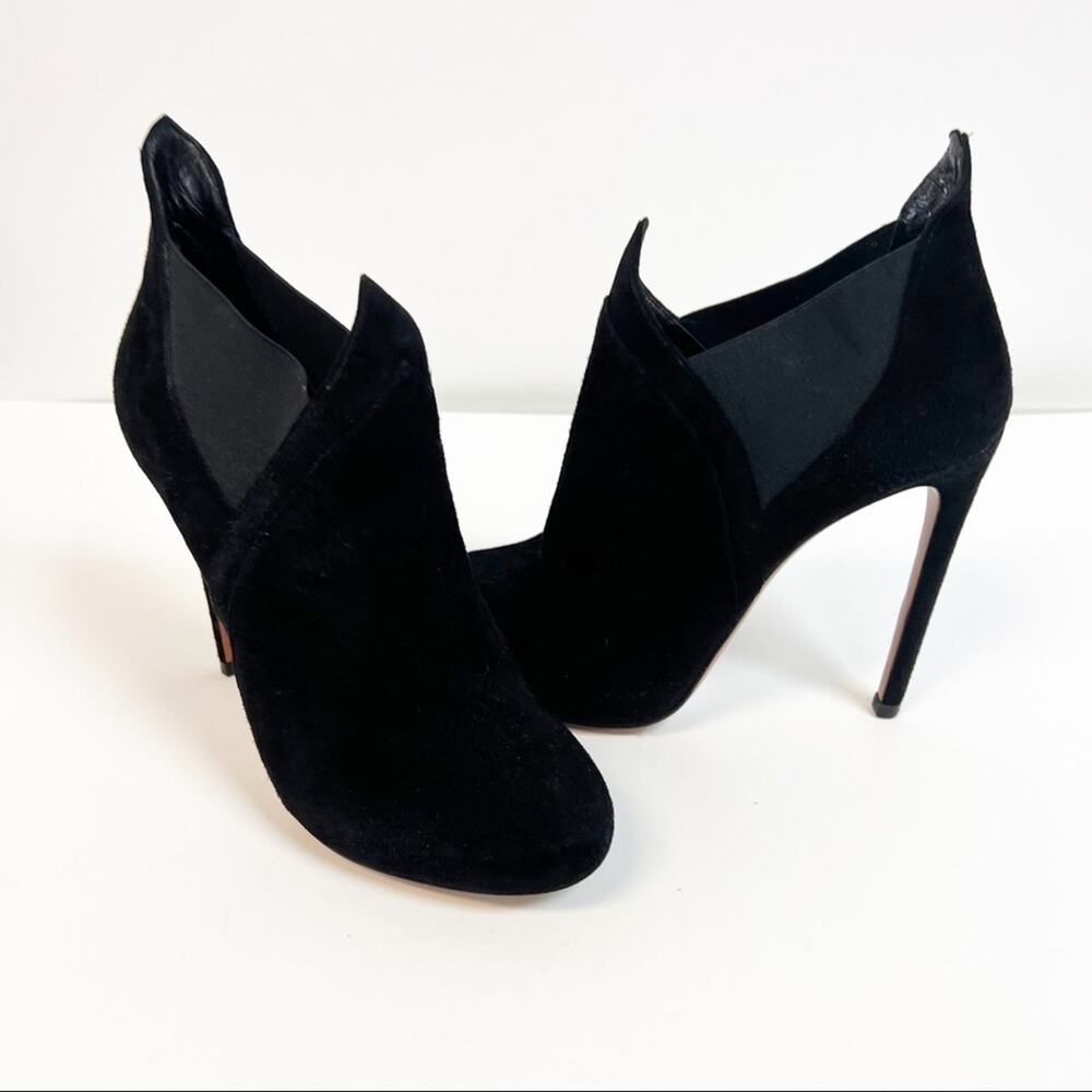 Alaia Black Suede Ankle Booties SZ 37.5 - Picture 2 of 9
